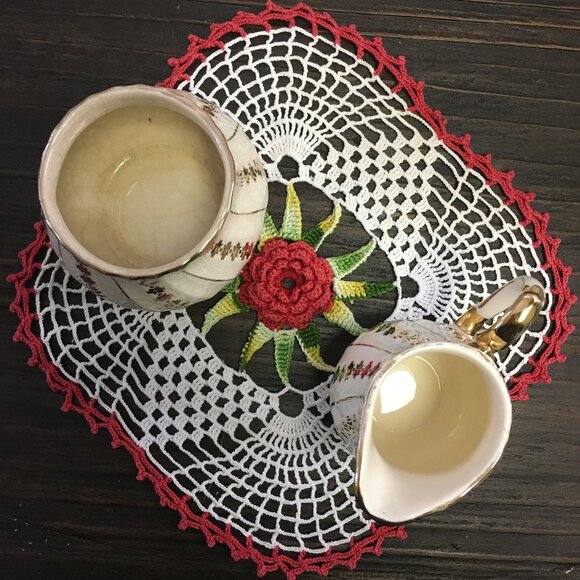 Sadler England Gilt Gold Porcealin Sugar Bowl & Creamer Set - Picture 7 of 9